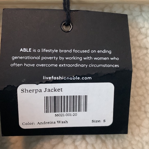 NWT - ABLE Adreina Sherpa-lined Denim Jacket - Picture 7 of 7